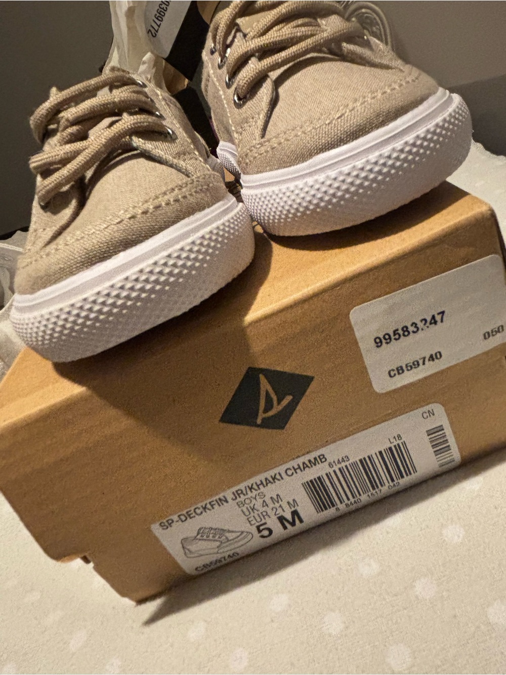 Kids Sperry Canvas Sneaker - Khaki